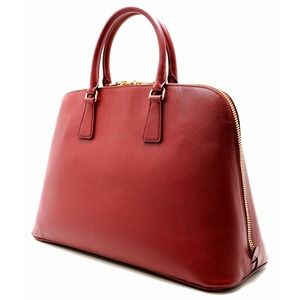 Prada Leather Saffiano Cerise Handbag Red
